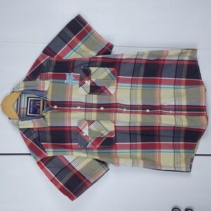 Jack & Jones Men's Blue/Red Plaid Buttondown Pocket Shirt Preppy Acadamia Sz.XXL